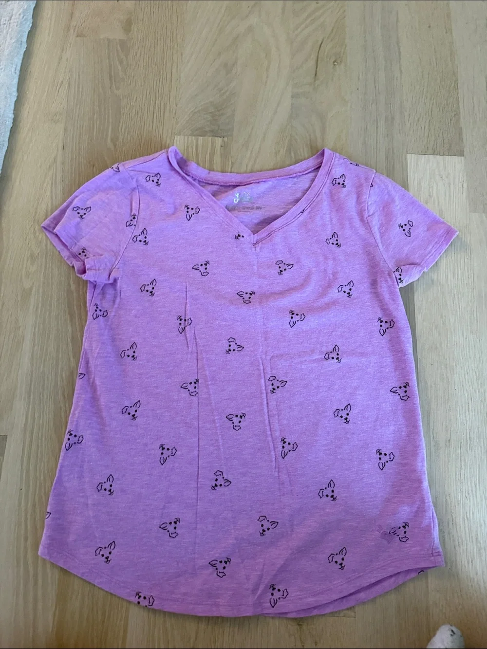 Justice Pink Short-Sleeve Tee with Puppy Face Pattern